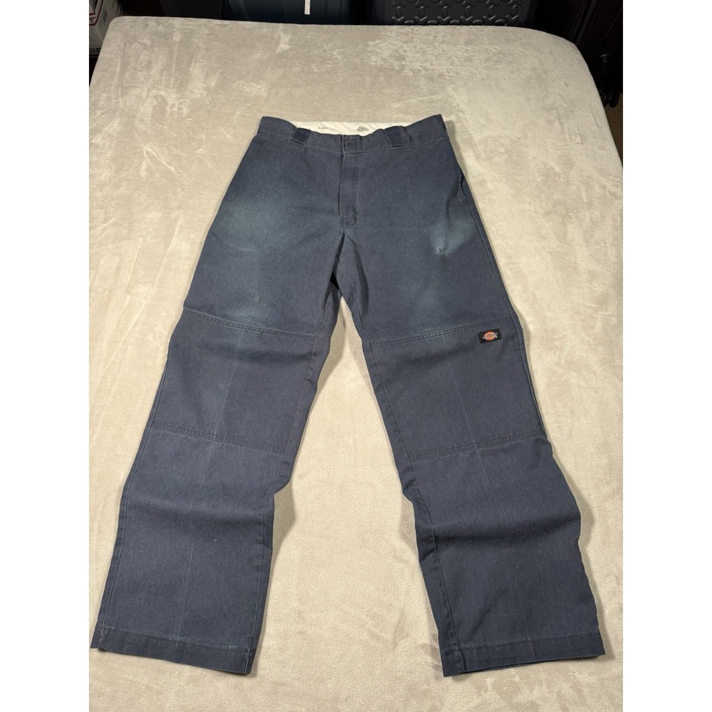 Dickies Double Knee Pants Size 32x32 Blue Faded Distressed Grunge Skate